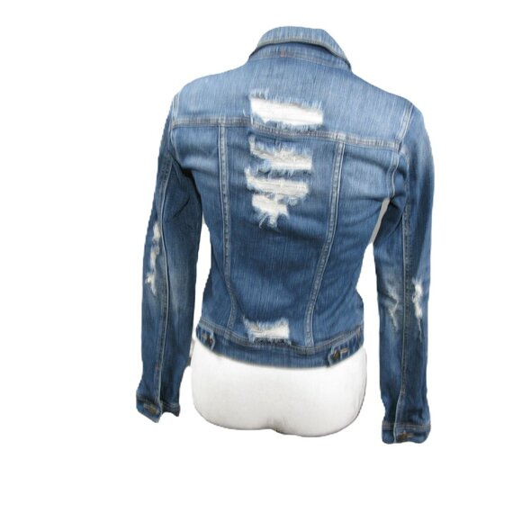 Forever 21 Blue Distressed Denim Jacket Size Small - Picture 4 of 7